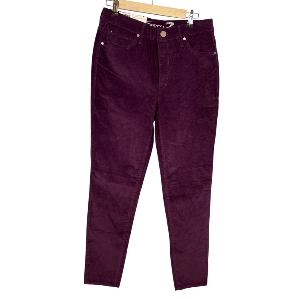 Seven7 Ultra High Rise Skinny Corduroy Pants Italian Plum Purple MY1913 6